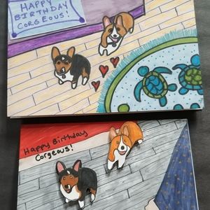 Welsh Corgi Blank Homemade Birthday Greeting Cards, Set of 2